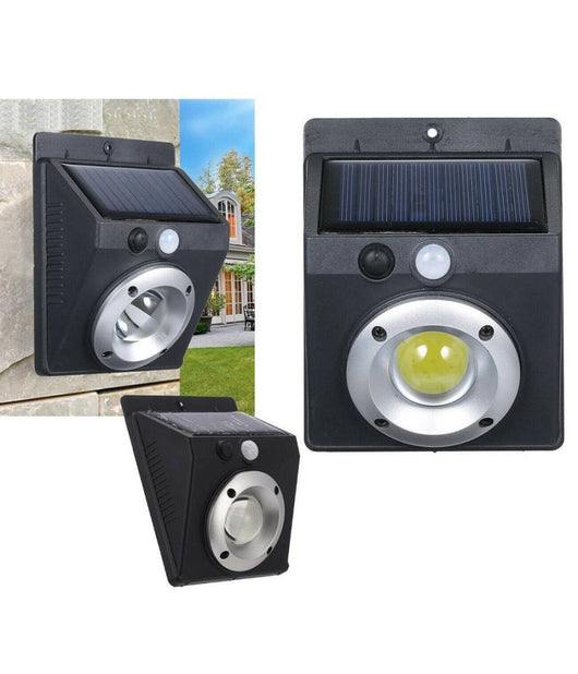 Faretto Luce Led Cob Pannello Solare Ricaricabile Sensore Di Movimento Pir         