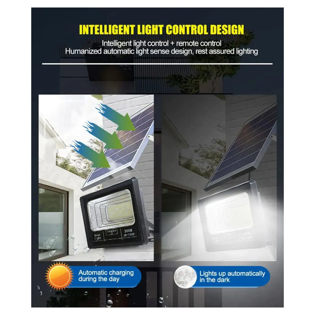 Trade Shop - Faretto Luce Solare Con Pannello Fotovoltaico 300 W Ip65 Impermeabile Telecomando -        
