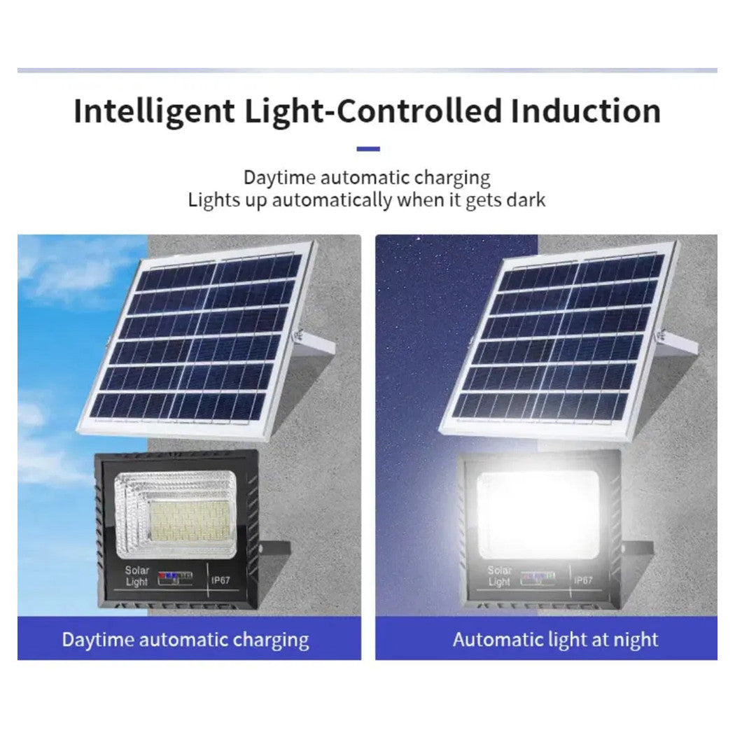 Trade Shop - Faretto Luce Solare Con Pannello Fotovoltaico 300 W Ip65 Impermeabile Telecomando -        