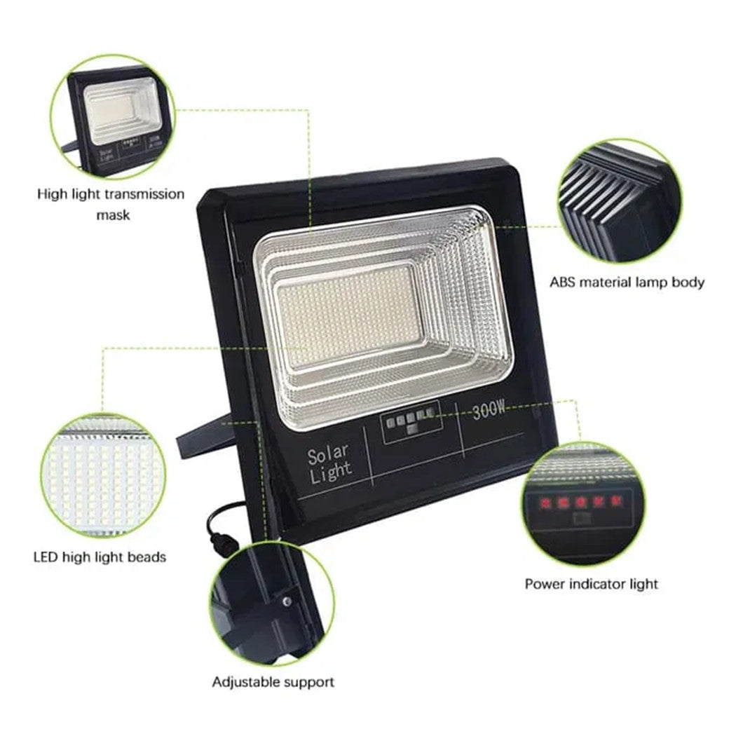 Trade Shop - Faretto Luce Solare Con Pannello Fotovoltaico 300 W Ip65 Impermeabile Telecomando -        