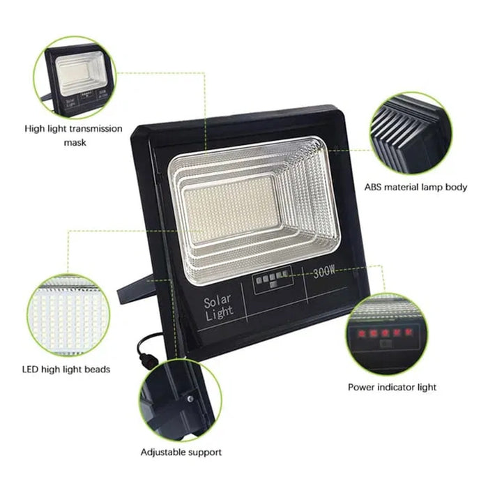 Trade Shop - Faretto Luce Solare Con Pannello Fotovoltaico 300 W Ip65 Impermeabile Telecomando -        