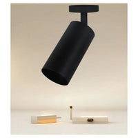 Trade Shop - Faretto Nero Attacco Gu10 Applique A Cilindro Soffitto Parete Per Interni Ip20 00700         