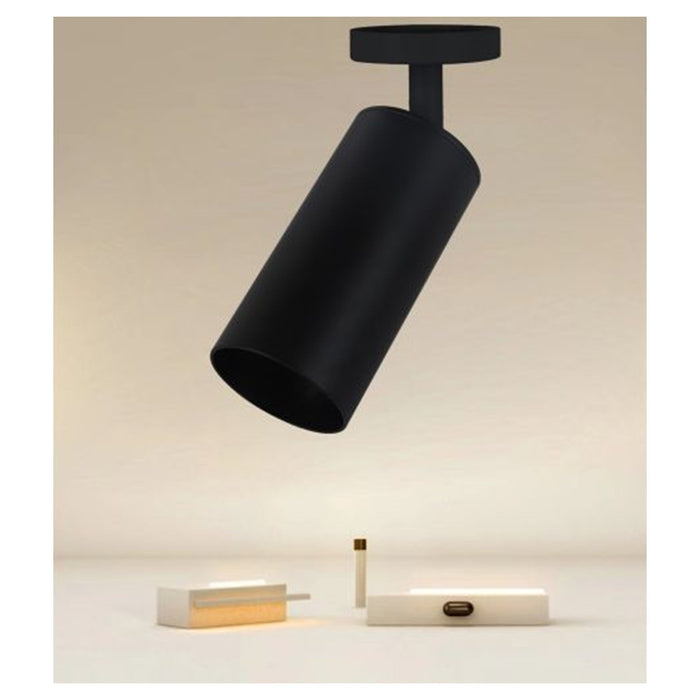 Trade Shop - Faretto Nero Attacco Gu10 Applique A Cilindro Soffitto Parete Per Interni Ip20 00700         