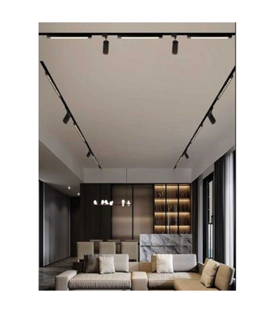 Faretto Orientabile Binario 26 W 12led Bianco Nero Luce 3000k 6500k 4000k Pst-47  Nero-bianco Caldo      -