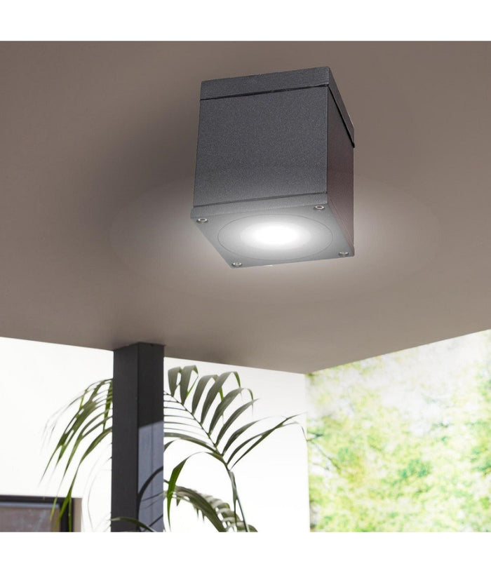 Faretto Plafoniera Soffitto Led Gu10 Lampada Quadrata Esterno Impermeabile Ip65         