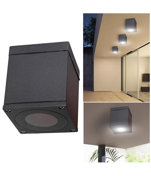Faretto Plafoniera Soffitto Led Gu10 Lampada Quadrata Esterno Impermeabile Ip65         
