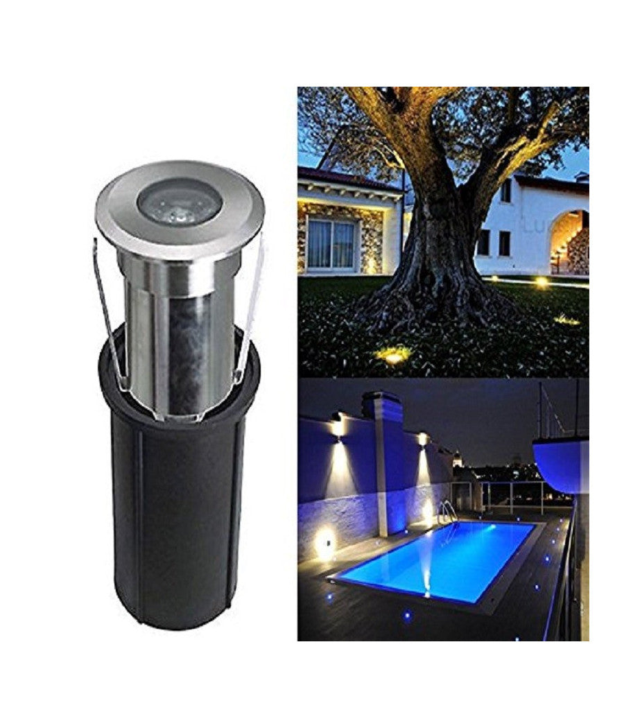 Faretto Segnapasso Led 2w Luce Blu Ray Calpestabile Impermeabile Incasso Esterno Ip68         