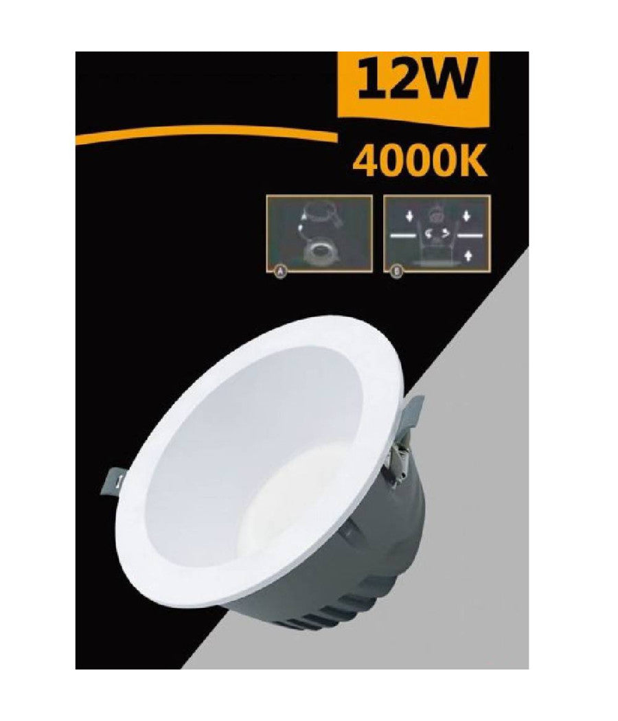 Faretto Smd Led Da Incasso Rotondo 12 Watt 1100 Lumen Luce 4000k 6500k Gl-ag12         