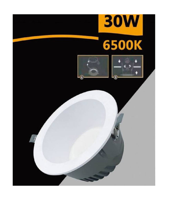 Faretto Smd Led Da Incasso Rotondo 30w 3000lumen Luce Bianca 6500k 4000k Gl-ag30  -bianco Freddo      -
