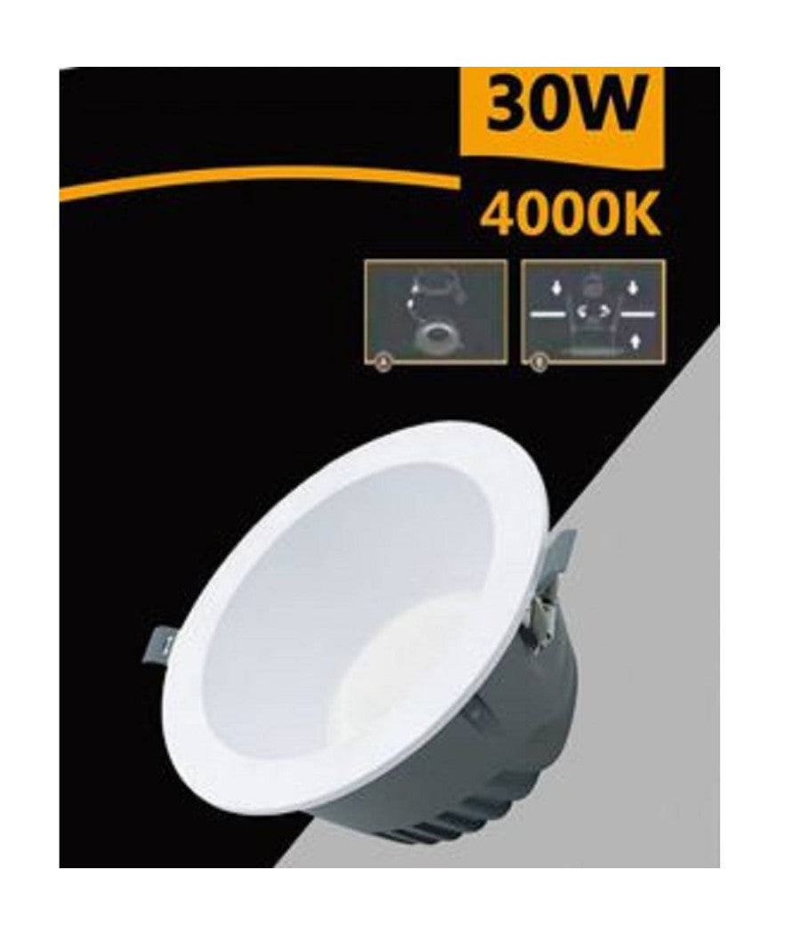 Faretto Smd Led Da Incasso Rotondo 30w 3000lumen Luce Bianca 6500k 4000k Gl-ag30         