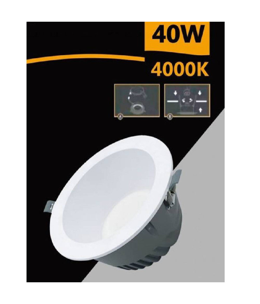 Faretto Smd Led Da Incasso Rotondo 40 W 4000 Lm Luce Bianca 6500k 4000k Gl-ag40  -bianco Naturale      -