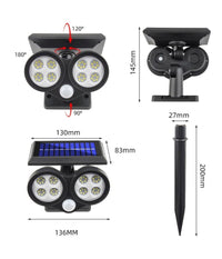 Faretto Solare Da Esterno A Led Cob Lampada Da Parete Applique Impermeabile Ip65         