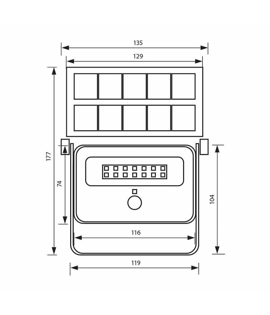 Faretto Solare Ip65 Ricaricabile Parete Sensore Crepuscolare Movimento Led 8 W         