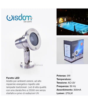 Faretto Spot Light Per Esterno Da Giardino 3 Watt Luce Calda Fredda Verde Rgb         