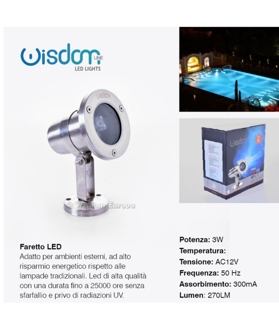 Faretto Spot Light Per Esterno Da Giardino 3 Watt Luce Calda Fredda Verde Rgb         