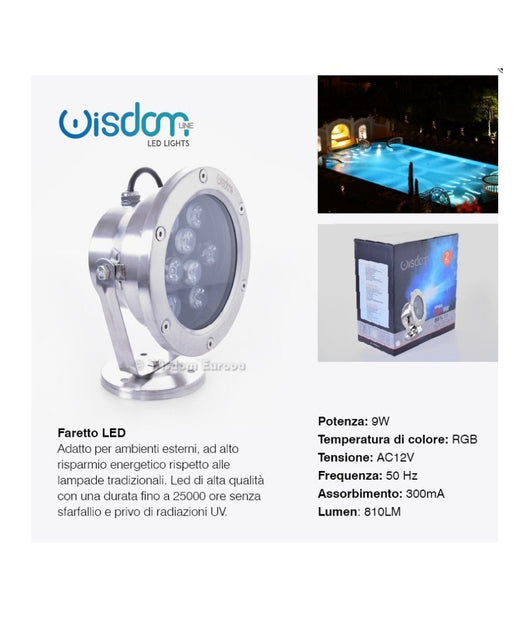 Faretto Spot Light Per Esterno Da Giardino 9 Watt Luce Calda Fredda Verde Rgb  -rgb      -