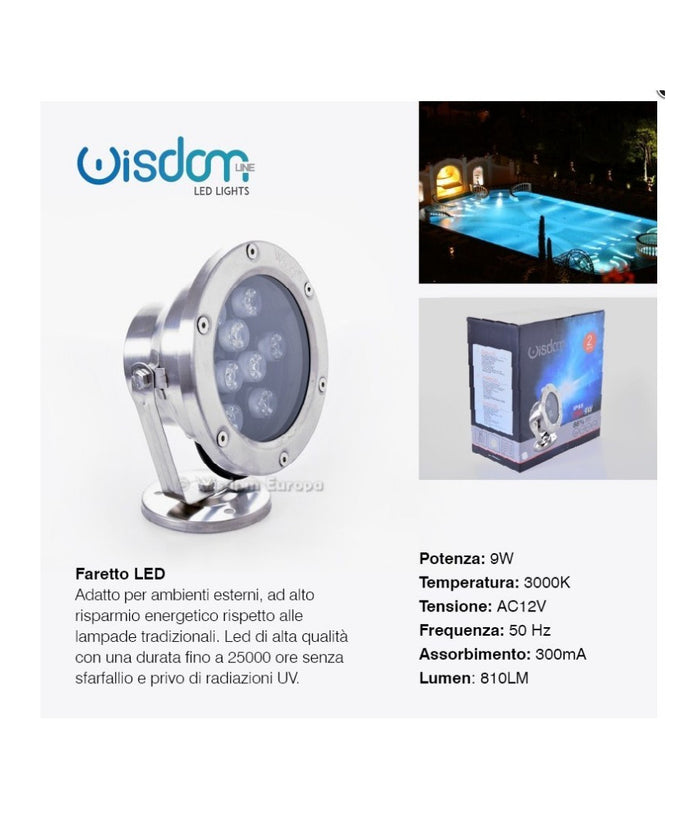 Faretto Spot Light Per Esterno Da Giardino 9 Watt Luce Calda Fredda Verde Rgb  -bianco Caldo      -