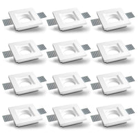 PORTA FARETTO IN GESSO CERAMICO QUADRATO A SCOMPARSA PER LAMPADE A LED UNIVERSALE 12 PEZZI