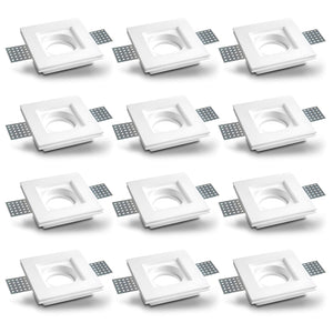 PORTA FARETTO IN GESSO CERAMICO QUADRATO A SCOMPARSA PER LAMPADE A LED UNIVERSALE 12 PEZZI