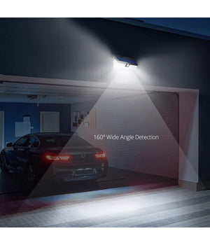 Faro 190 Led Con Pannello Solare E Sensore Di Movimento Faretto Crepuscolare 30w         