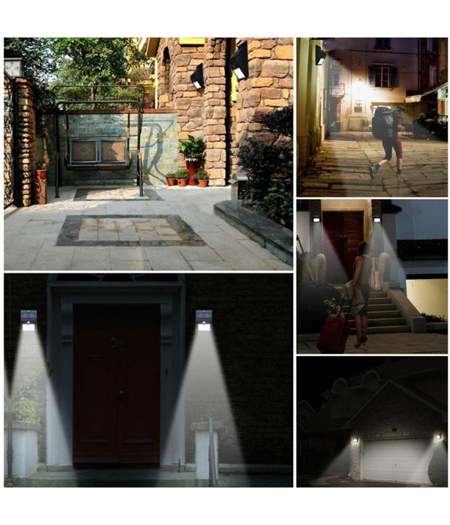 Faro 20 Led Con Pannello Solare Ricaricabile E Sensore Di Movimento Per Esterno         