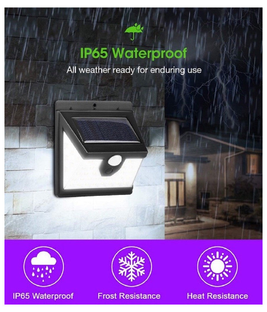 Faro 40 Led Con Pannello Solare E Sensore Di Movimento Faretto Crepuscolare         
