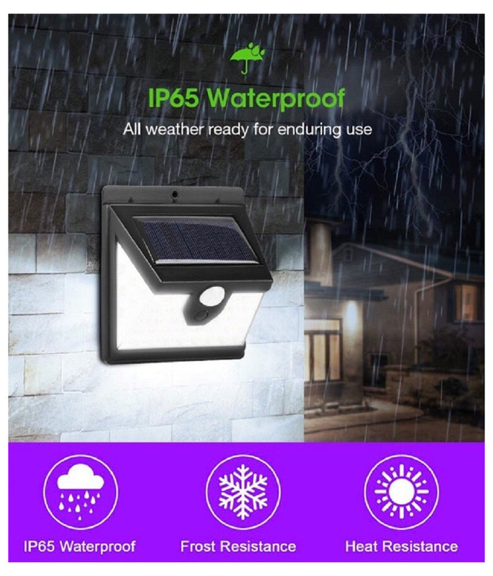 Faro 40 Led Con Pannello Solare E Sensore Di Movimento Faretto Crepuscolare         