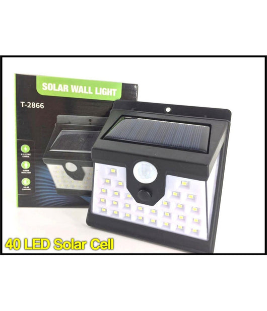 Faro 40 Led Con Pannello Solare E Sensore Di Movimento Faretto Crepuscolare         