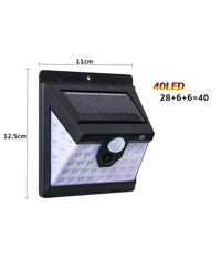 Faro 40 Led Con Pannello Solare E Sensore Di Movimento Faretto Crepuscolare         