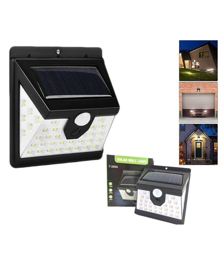 Faro 40 Led Con Pannello Solare E Sensore Di Movimento Faretto Crepuscolare         