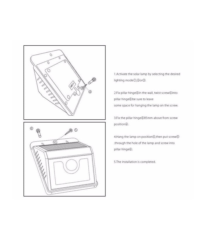 Faro 8 Led Con Pannello Solare Ricaricabile E Sensore Di Movimento Per Esterno         