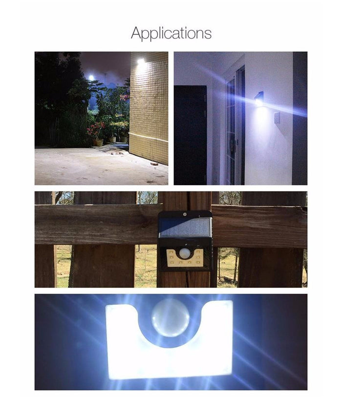 Faro 8 Led Con Pannello Solare Ricaricabile E Sensore Di Movimento Per Esterno         