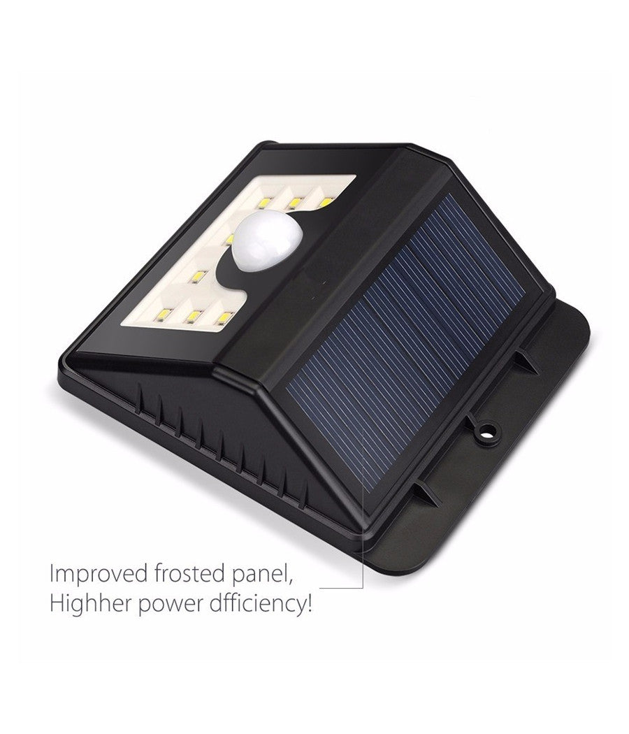 Faro 8 Led Con Pannello Solare Ricaricabile E Sensore Di Movimento Per Esterno         