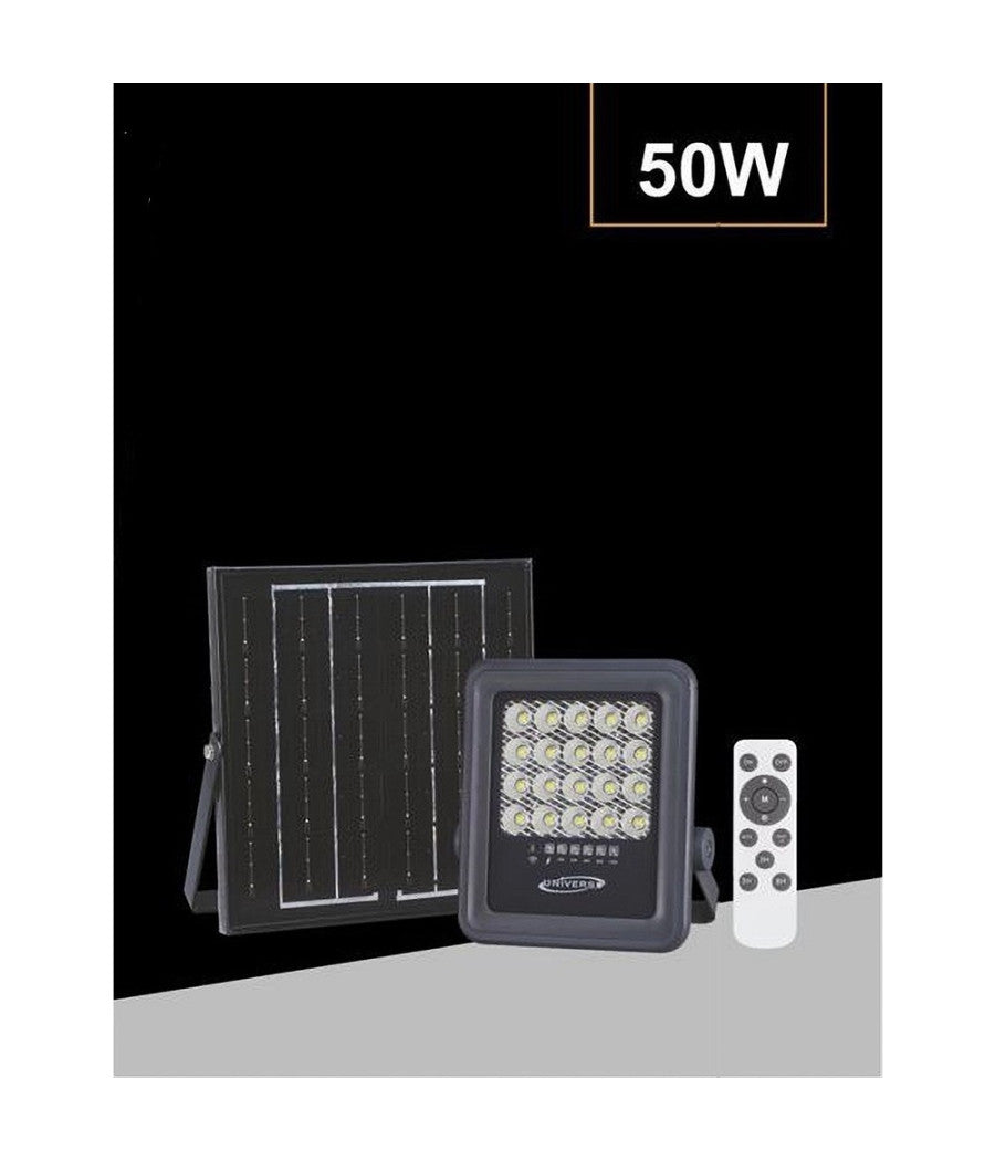 Faro A Led 50 Watt Con Pannello Solare Luce Naturale 4000k Telecomando Tk09-50w         