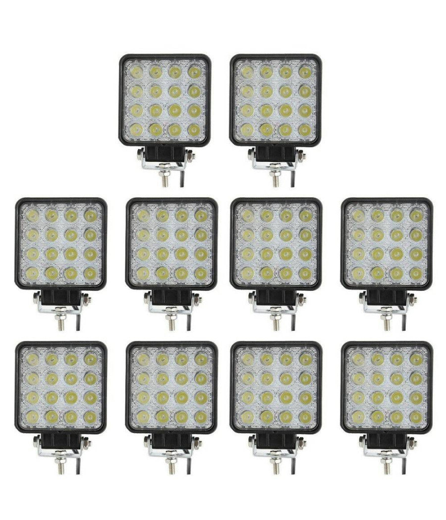 Faro A Led Supplementare Per Auto Barca Camion Set Da 10pz 48w Lampada 12-24v         