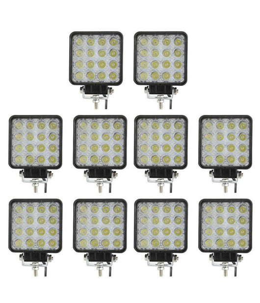 Faro A Led Supplementare Per Auto Barca Camion Set Da 10pz 48w Lampada 12-24v         