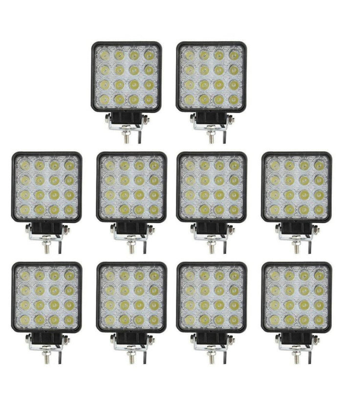 Faro A Led Supplementare Per Auto Barca Camion Set Da 10pz 48w Lampada 12-24v         