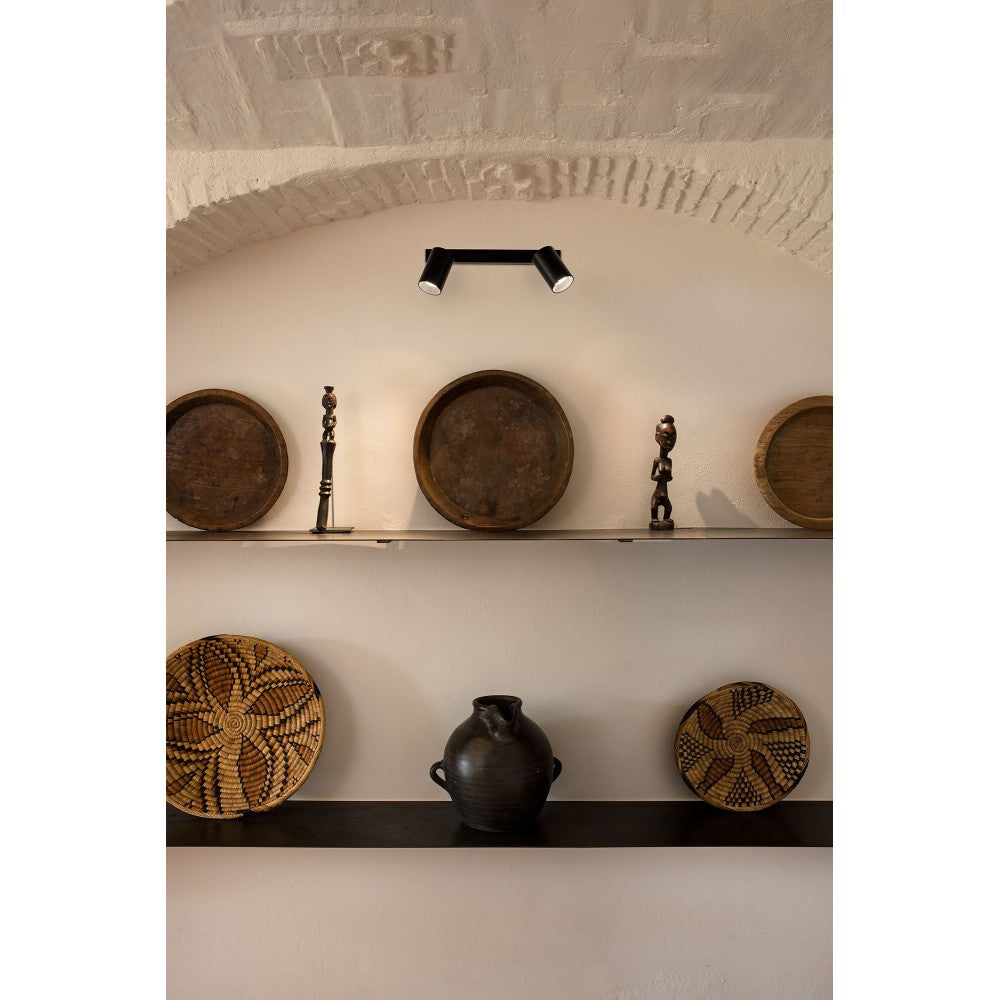 Faro Barcelona - Coppia Faretti Orientabili Stan 2 GU10 max 5Wx2 - Metallo, Installazione a Parete o Soffitto, lampadina esclusa - Nero
