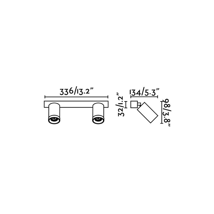 Faro Barcelona - Coppia Faretti Orientabili Stan 2 GU10 max 5Wx2 - Metallo, Installazione a Parete o Soffitto, lampadina esclusa - Bianco