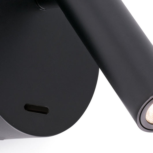 Faro Barcelona - Lampada da parete con braccio Boc Led integrato 3W - Metallo Verniciato, Camera da letto, 95lm, 3000K - Nera