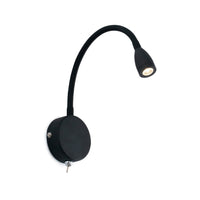 Faro Barcelona - Lampada da parete con braccio Loke Led 3W - Alluminio e Metallo Verniciato, Camera da letto, Luce da lettura - Nera