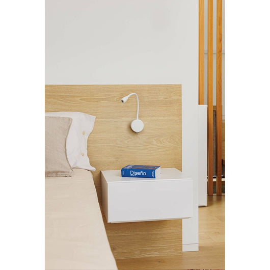 Faro Barcelona - Lampada da parete con braccio Loke Led 3W - Alluminio e Metallo Verniciato, Camera da letto, Luce da lettura - Bianca