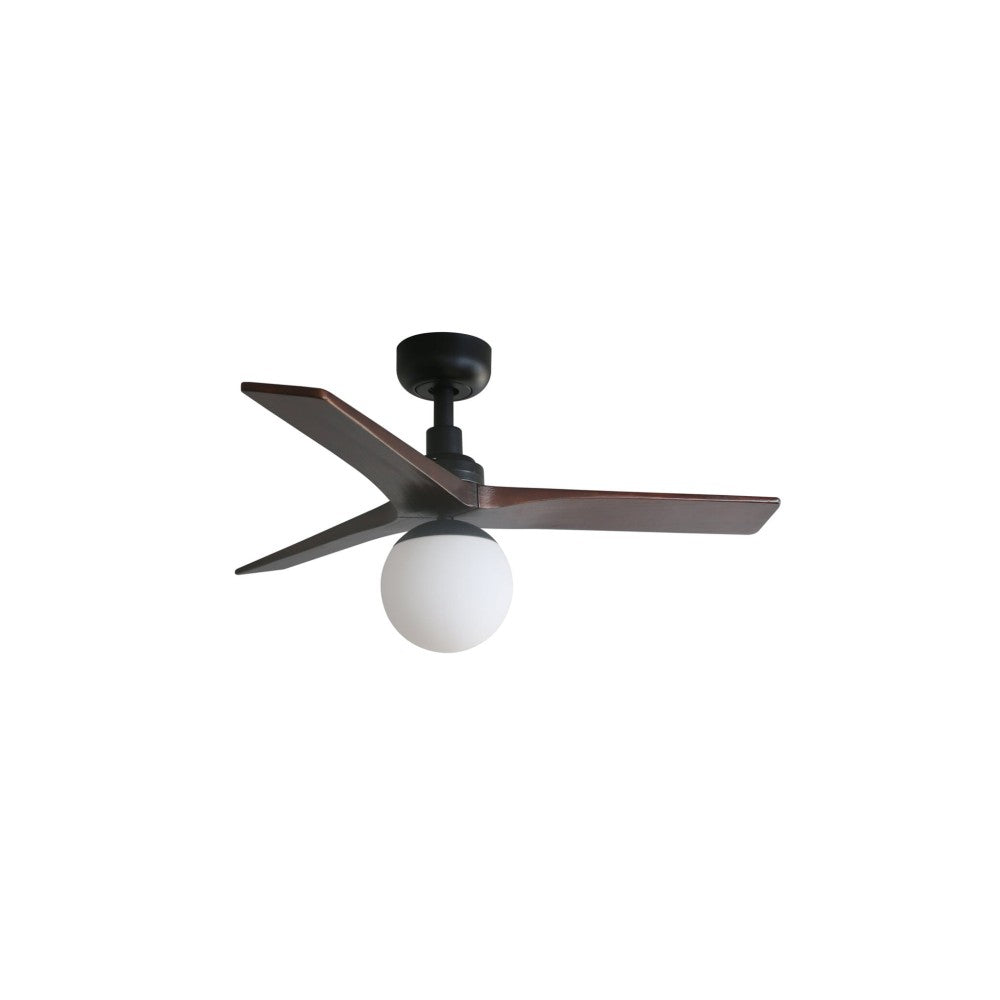 Faro Barcelona - Ventilatore da Soffitto Klim S Nero/Noce Scuro - Motore DC Silenzioso, Con Luce led Dimmerabile, Telecomando