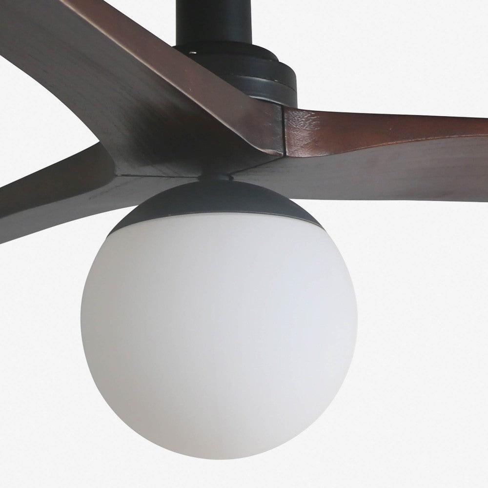 Faro Barcelona - Ventilatore da Soffitto Klim S Nero/Noce Scuro - Motore DC Silenzioso, Con Luce led Dimmerabile, Telecomando