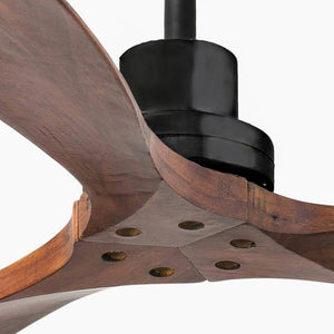 Faro Barcelona - Ventilatore da Soffitto Lantau L Nero/Legno - Motore DC Silenzioso, Senza Luce, Telecomando, 6 Velocità