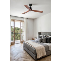 Faro Barcelona - Ventilatore da Soffitto Lantau L Nero/Legno - Motore DC Silenzioso, Senza Luce, Telecomando, 6 Velocità