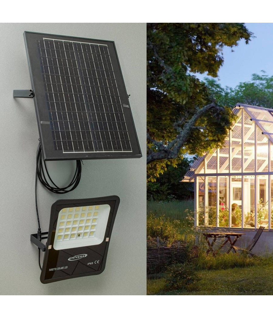 Faro Con Pannello Solare Ip65 E Sensore Crepuscolare Proiettore 50 100 200 300w         