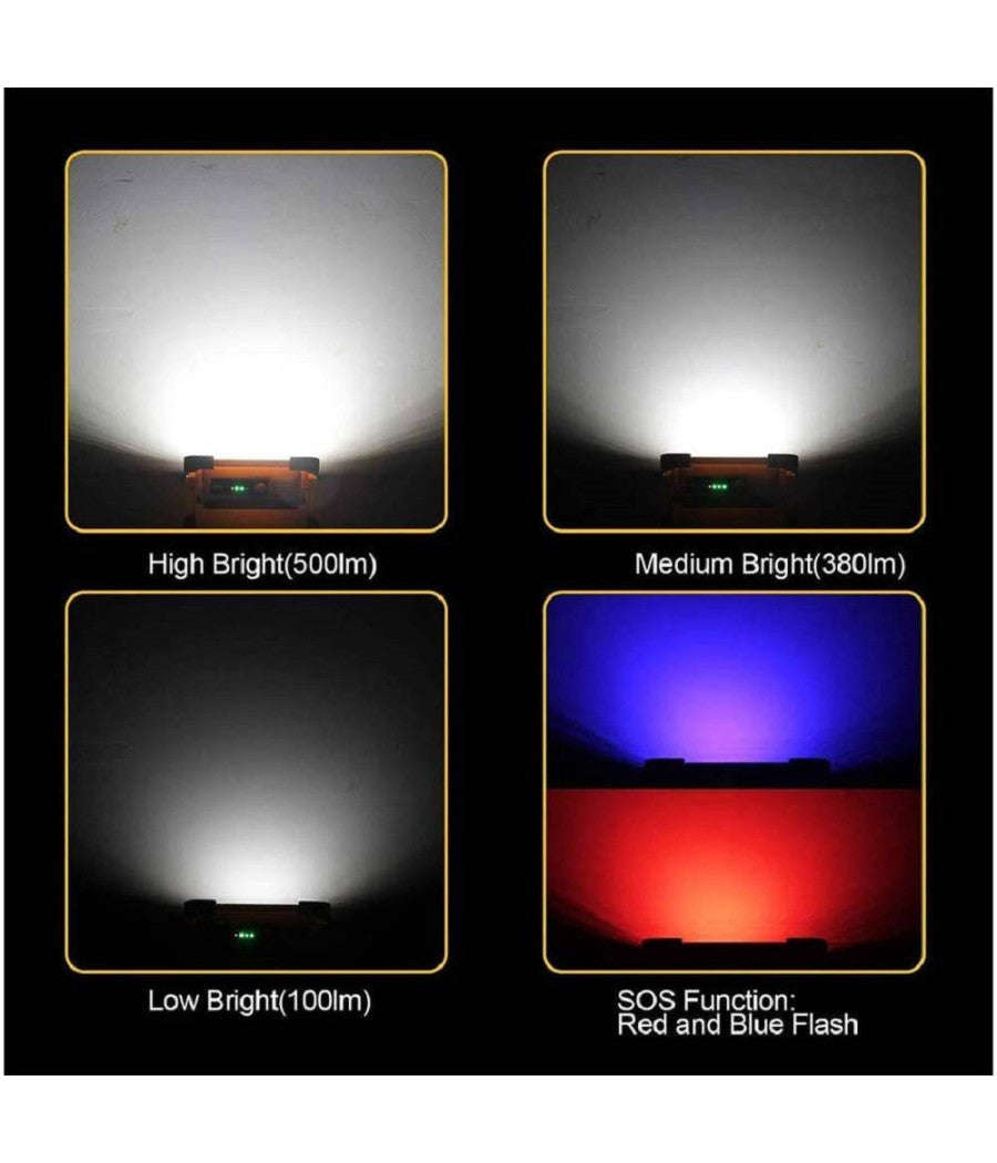 Faro Di Emergenza Led 60w Con Pannello Solare Ricaricabile Usb Sos Campeggio         