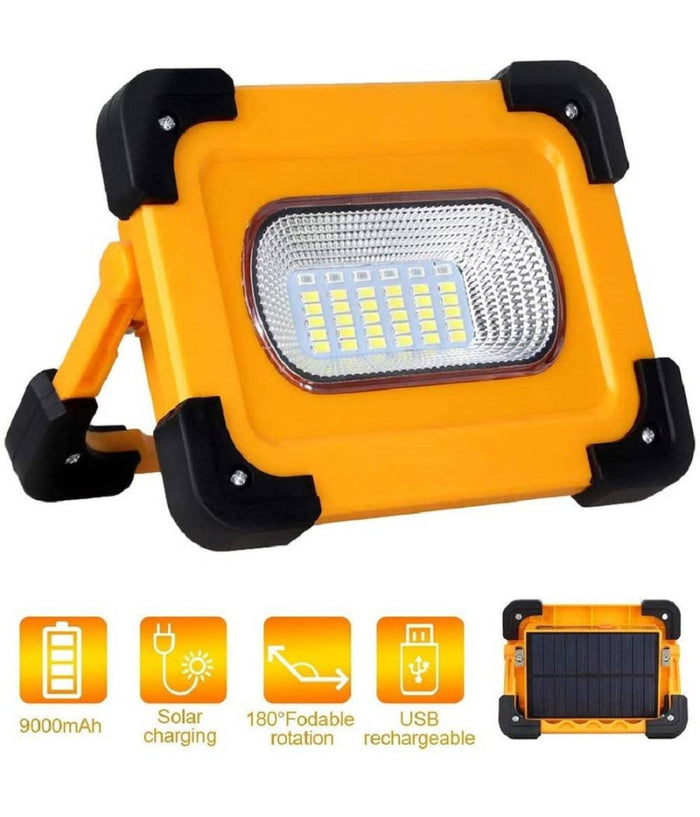 Faro Di Emergenza Led 60w Con Pannello Solare Ricaricabile Usb Sos Campeggio         