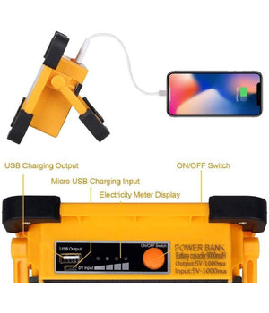 Faro Di Emergenza Led 60w Con Pannello Solare Ricaricabile Usb Sos Campeggio         